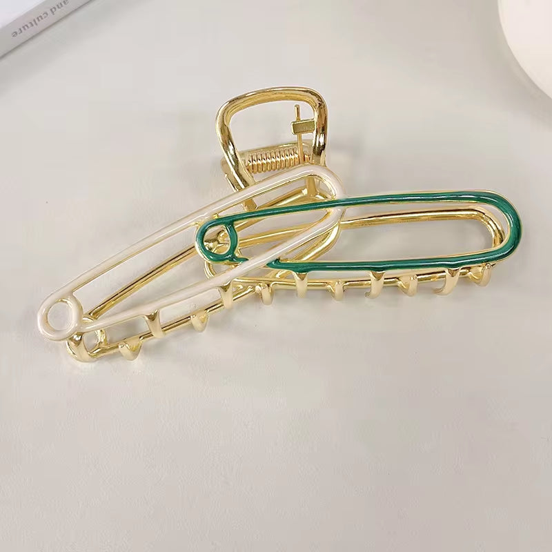 Fashion Gold Color Hollow Geometric Hair Clips Metal Hair Claw Cross Hairclip Headband Hairpin Hair Crab Women Hair Accessories