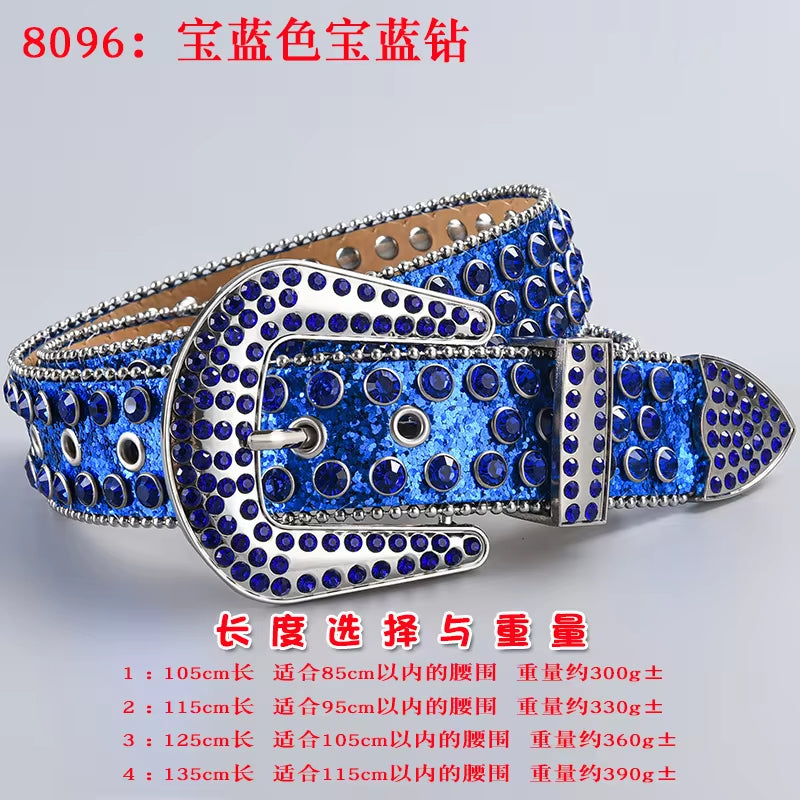 New Rhinestone Luxury Belt Women Y2K Style Western Exaggerated Jeans Fashion Accessories Punk High Quality Alloy Buckle BB Belt