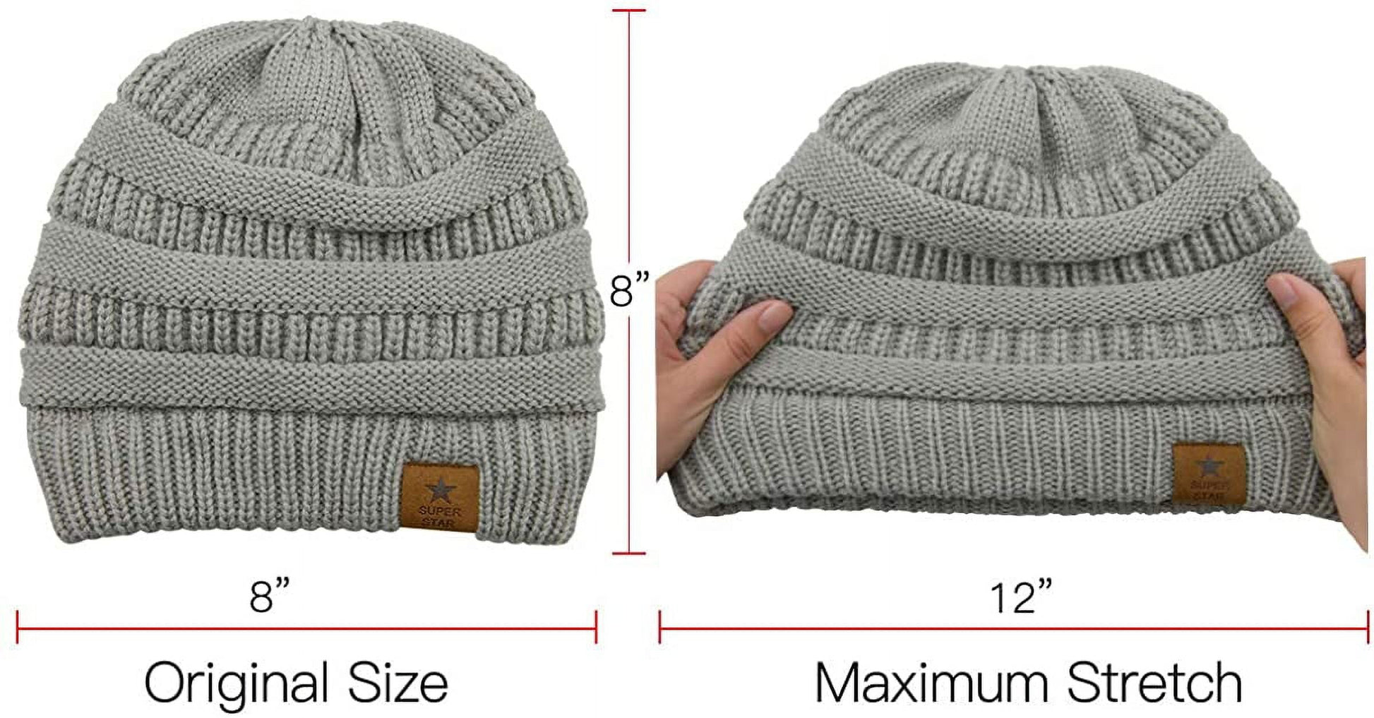 Womens Knit Beanie Winter Thick Fleece Lined Beanie Hats for Women Men Unisex Warm Skiing Beanies Black & Dark Grey & Burgundy & Light Grey 4 Packs