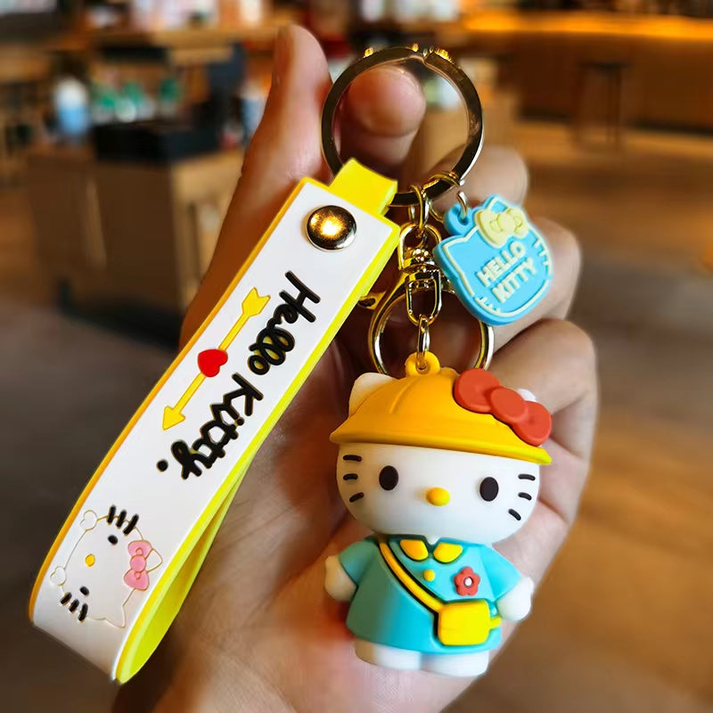 Anime Kawaii Sanrio Hello Kitty Keychain Pendant Holder Key Chain Car Keyring Mobile Phone Bag Hanging Jewelry Kids Gifts